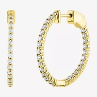 Limited Quantities! Womens 1 CT. T.W. Lab Grown White Diamond 10K Gold 24.3mm Hoop Earrings