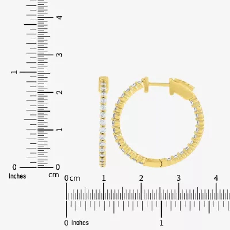 Limited Quantities! Womens 1 CT. T.W. Lab Grown White Diamond 10K Gold 24.3mm Hoop Earrings