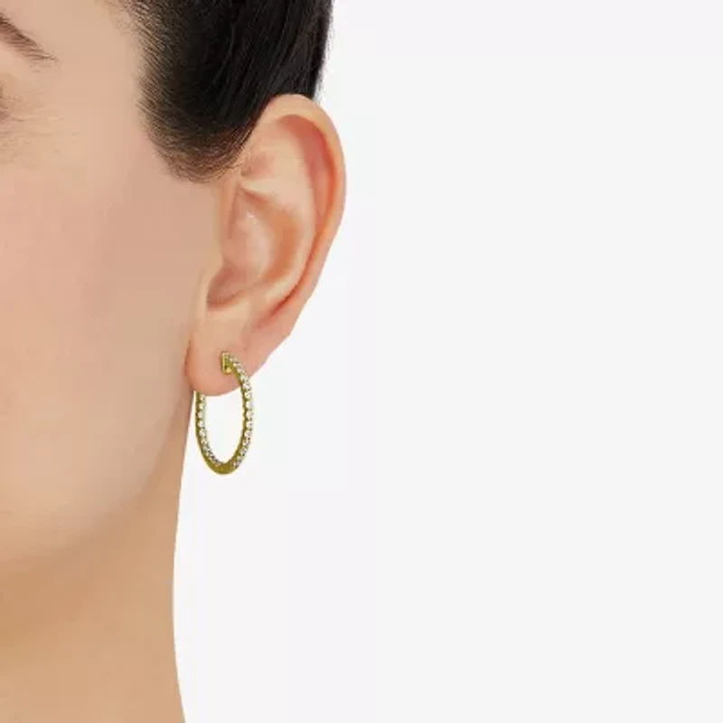 Limited Quantities! Womens 1 CT. T.W. Lab Grown White Diamond 10K Gold 24.3mm Hoop Earrings