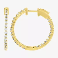 Limited Quantities! Womens 1 CT. T.W. Lab Grown White Diamond 10K Gold 24.3mm Hoop Earrings