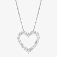 Womens 1/2 CT. T.W. Natural White Diamond 10K White Gold Heart 18 Inch Pendant Necklace
