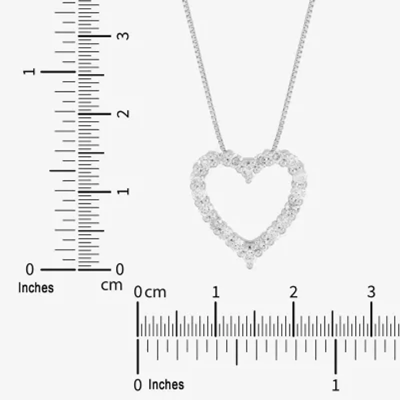 Womens 1/2 CT. T.W. Natural White Diamond 10K White Gold Heart 18 Inch Pendant Necklace