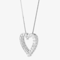 Womens 1/2 CT. T.W. Natural White Diamond 10K White Gold Heart 18 Inch Pendant Necklace