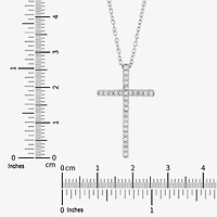 Cross Womens 1/4 CT. T.W. Natural White Diamond Sterling Silver Cross 18 Inch Pendant Necklace