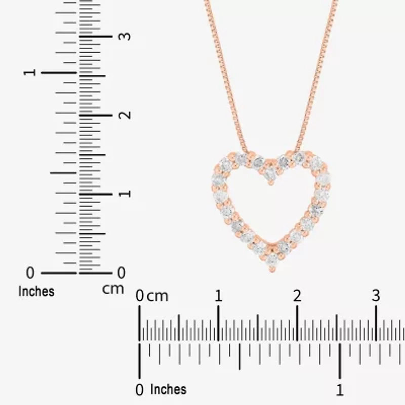 Womens 1/2 CT. T.W. Natural White Diamond 10K Rose Gold Heart 18 Inch Pendant Necklace