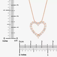 Womens 1/2 CT. T.W. Natural White Diamond 10K Rose Gold Heart 18 Inch Pendant Necklace