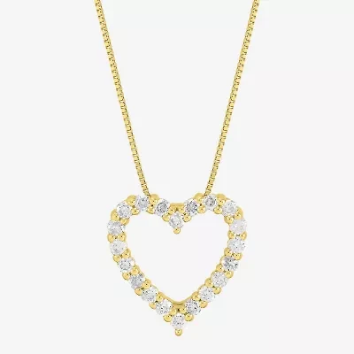 Limited Quantities! Womens 1/2 CT. T.W. Natural White Diamond 10K Gold Heart 18 Inch Pendant Necklace