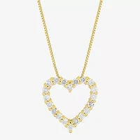 Limited Quantities! Womens 1/2 CT. T.W. Natural White Diamond 10K Gold Heart 18 Inch Pendant Necklace