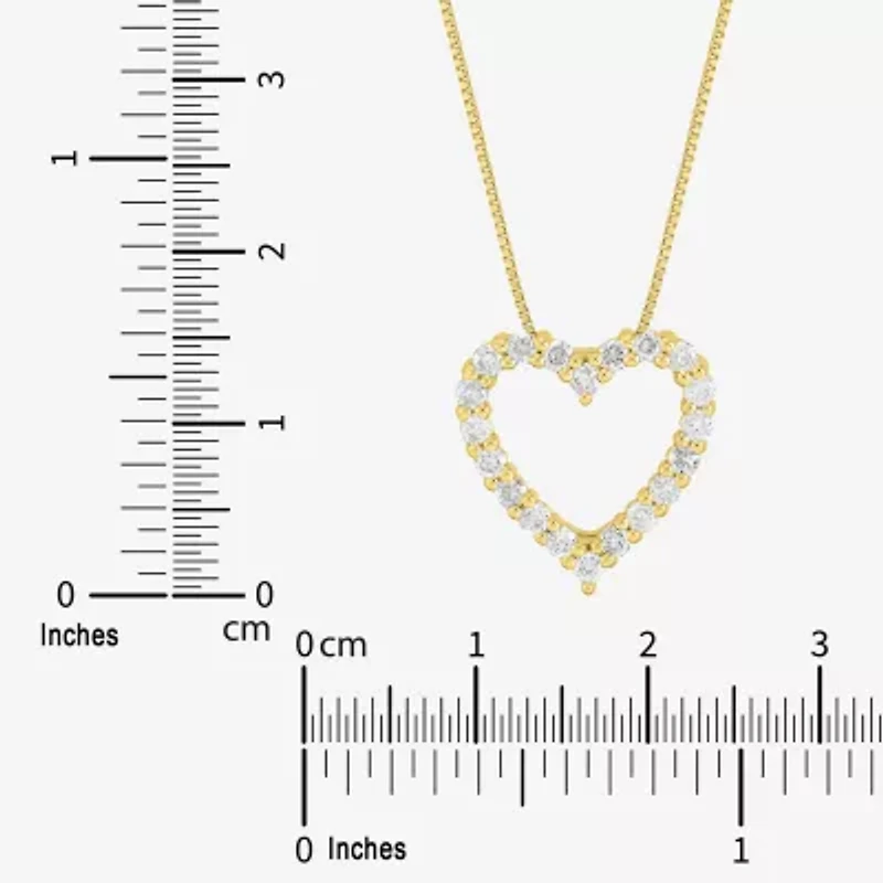 Limited Quantities! Womens 1/2 CT. T.W. Natural White Diamond 10K Gold Heart 18 Inch Pendant Necklace