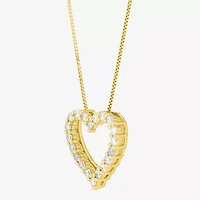 Limited Quantities! Womens 1/2 CT. T.W. Natural White Diamond 10K Gold Heart 18 Inch Pendant Necklace