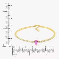 Limited Quantities! Womens Lab Created Pink Sapphire 14K Gold Over Silver Tennis Bracelet