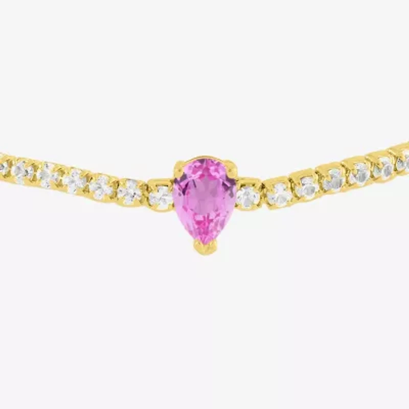 Limited Quantities! Womens Lab Created Pink Sapphire 14K Gold Over Silver Tennis Bracelet