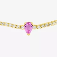 Limited Quantities! Womens Lab Created Pink Sapphire 14K Gold Over Silver Tennis Bracelet