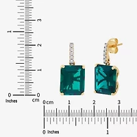 Limited Quantities! Womens 1/10 CT. T.W. Lab Created Green Emerald 14K Gold Drop Earrings