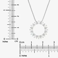 Womens Lab Created White Opal Sterling Silver Circle 18 Inch Pendant Necklace
