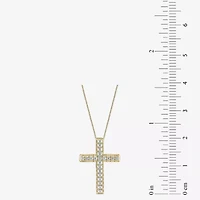 Womens 1/2 CT. T.W. Natural White Diamond 14K Gold Cross 18 Inch Pendant Necklace