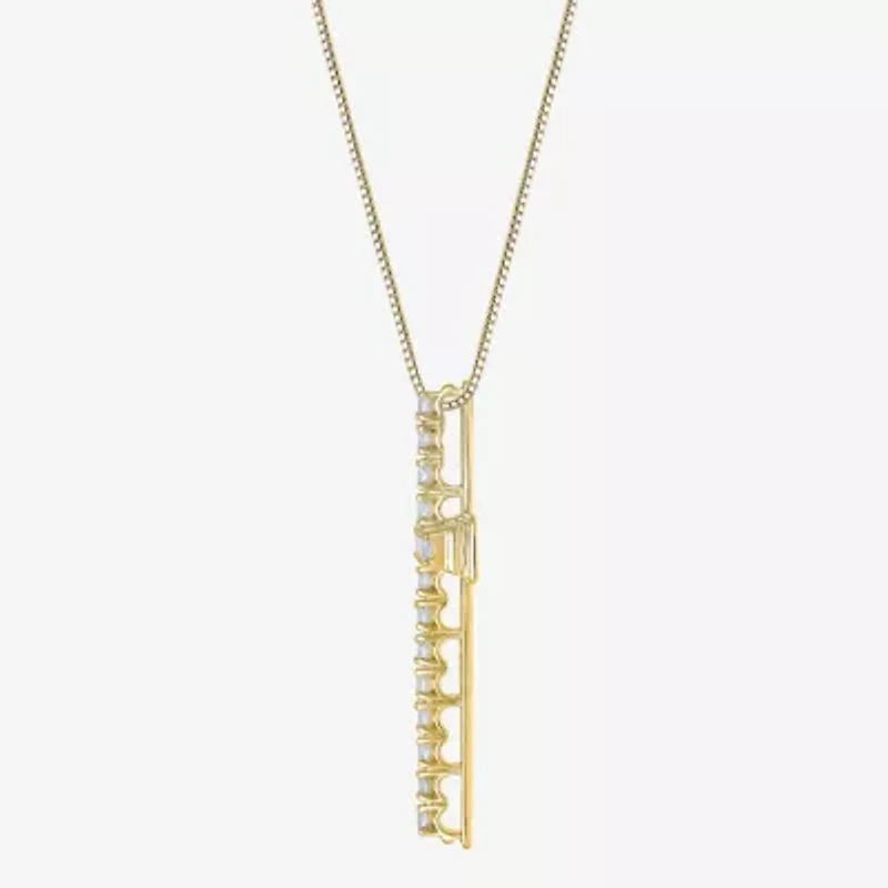 Womens 1/2 CT. T.W. Natural White Diamond 14K Gold Cross 18 Inch Pendant Necklace