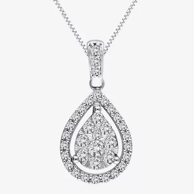 (F / Vs2) Womens 1/2 CT. T.W. Lab Grown White Diamond 14K Gold Pear 18 Inch Pendant Necklace