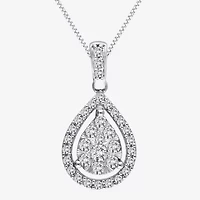 (F / Vs2) Womens 1/2 CT. T.W. Lab Grown White Diamond 14K Gold Pear 18 Inch Pendant Necklace