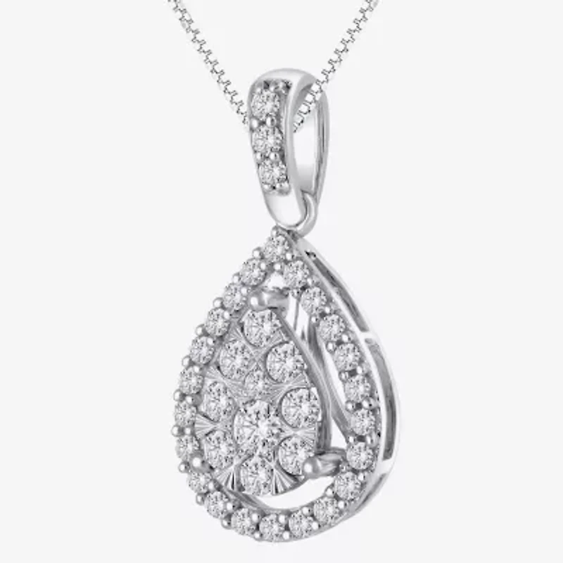 (F / Vs2) Womens 1/2 CT. T.W. Lab Grown White Diamond 14K Gold Pear 18 Inch Pendant Necklace