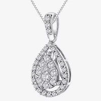 (F / Vs2) Womens 1/2 CT. T.W. Lab Grown White Diamond 14K Gold Pear 18 Inch Pendant Necklace