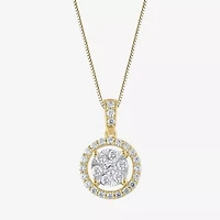 (F / Vs2) Womens 1/2 CT. T.W. Lab Grown White Diamond 14K Gold Round 18 Inch Pendant Necklace