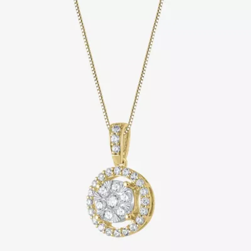 (F / Vs2) Womens 1/2 CT. T.W. Lab Grown White Diamond 14K Gold Round 18 Inch Pendant Necklace