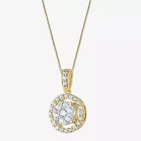 (F / Vs2) Womens 1/2 CT. T.W. Lab Grown White Diamond 14K Gold Round 18 Inch Pendant Necklace
