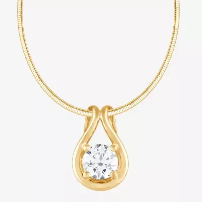 (F/Si2) Womens 1 CT. T.W. Lab Grown White Diamond 14K Gold Over Silver Round 16 Inch Pendant Necklace