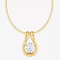 (F/Si2) Womens 1 CT. T.W. Lab Grown White Diamond 14K Gold Over Silver Round 16 Inch Pendant Necklace
