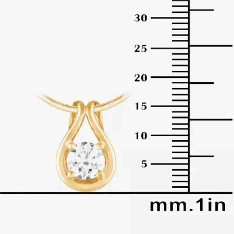 (F/Si2) Womens 1 CT. T.W. Lab Grown White Diamond 14K Gold Over Silver Round 16 Inch Pendant Necklace