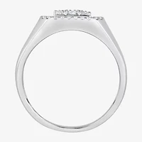 (F / Si2) Mens 1 CT. T.W. Lab Grown White Diamond Sterling Silver Halo Side Stone Fashion Ring