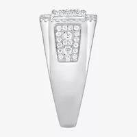 (F / Si2) Mens 1 CT. T.W. Lab Grown White Diamond Sterling Silver Halo Side Stone Fashion Ring