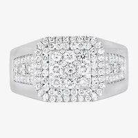 (F / Si2) Mens 1 CT. T.W. Lab Grown White Diamond Sterling Silver Halo Side Stone Fashion Ring