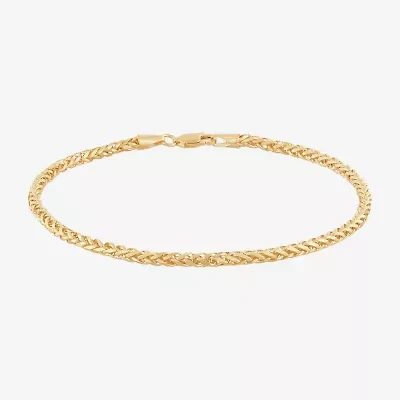 Womens 14K Gold 8 1/2 Inch Solid Wheat Chain Bracelet