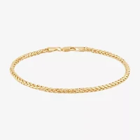Womens 14K Gold 8 1/2 Inch Solid Wheat Chain Bracelet