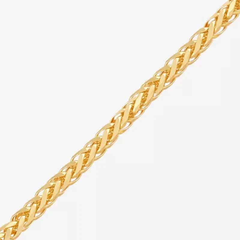 Womens 14K Gold 8 1/2 Inch Solid Wheat Chain Bracelet