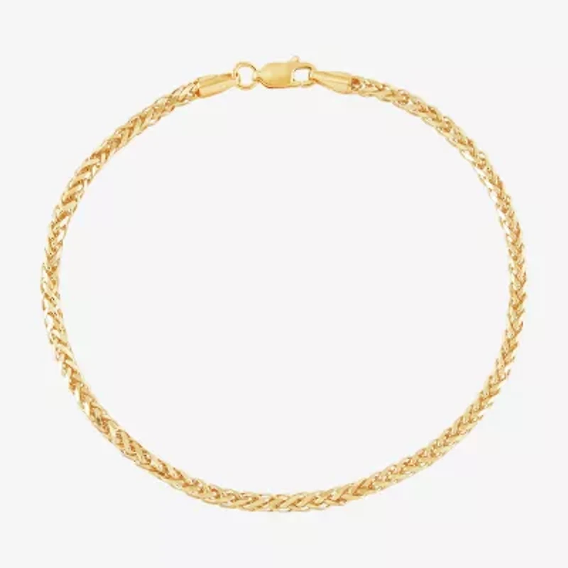 Womens 14K Gold 8 1/2 Inch Solid Wheat Chain Bracelet