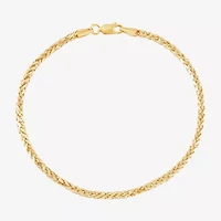 Womens 14K Gold 8 1/2 Inch Solid Wheat Chain Bracelet