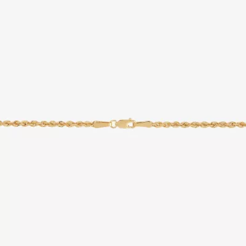 Womens 10K Gold 7.25 Inch Hollow Rope Chain Bracelet
