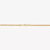 Womens 10K Gold 7.25 Inch Hollow Rope Chain Bracelet