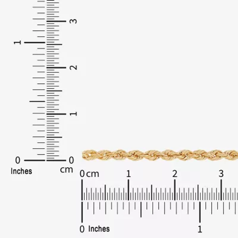 Womens 10K Gold 7.25 Inch Hollow Rope Chain Bracelet