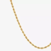 Womens 10K Gold 7.25 Inch Hollow Rope Chain Bracelet