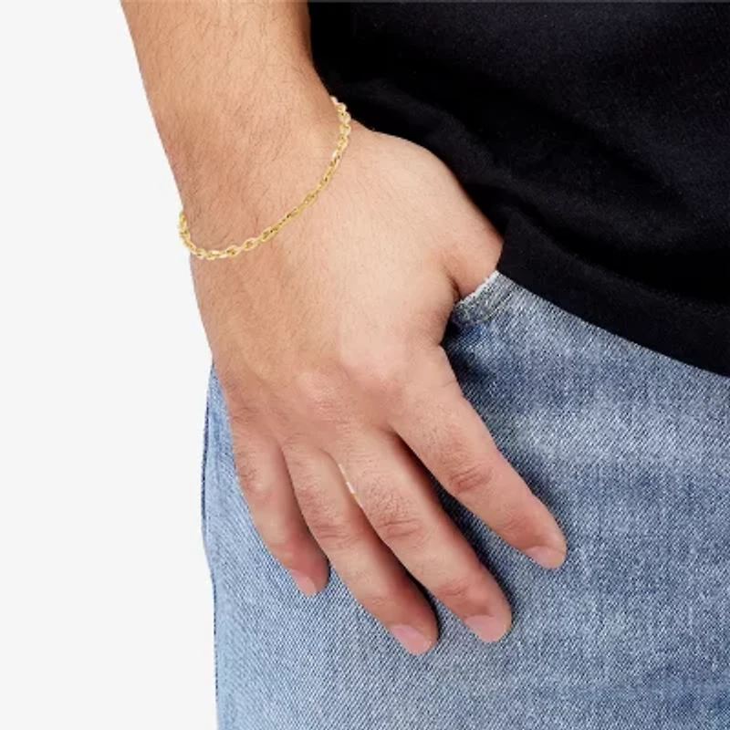 Womens 14K Gold 8 1/2 Inch Semisolid Rolo Chain Bracelet