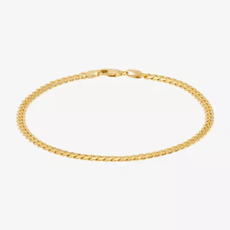 Womens 14K Gold 8 1/2 Inch Solid Cuban Chain Bracelet