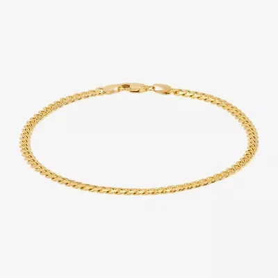 Womens 14K Gold 8 1/2 Inch Solid Cuban Chain Bracelet
