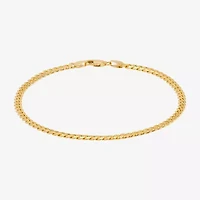 Womens 14K Gold 8 1/2 Inch Solid Cuban Chain Bracelet