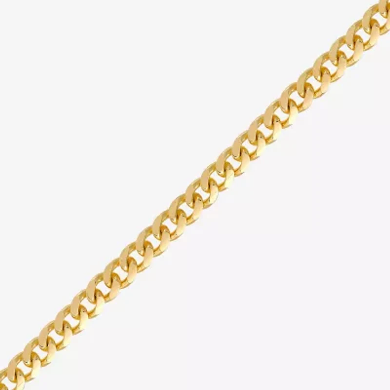 Womens 14K Gold 8 1/2 Inch Solid Cuban Chain Bracelet