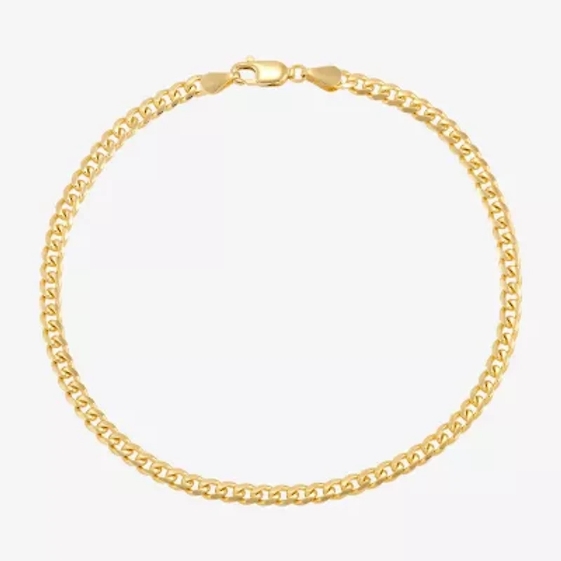 Womens 14K Gold 8 1/2 Inch Solid Cuban Chain Bracelet
