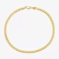 Womens 14K Gold 8 1/2 Inch Solid Cuban Chain Bracelet